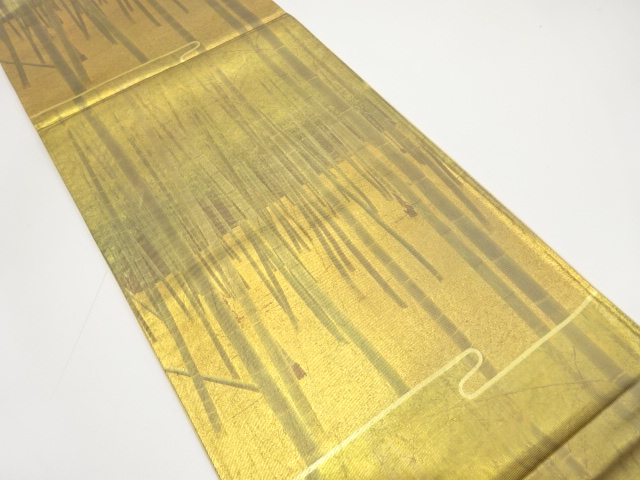 JAPANESE KIMONO / ANTIQUE FUKURO OBI / SILK / WOVEN SCENERY OF BAMBOO FOREST